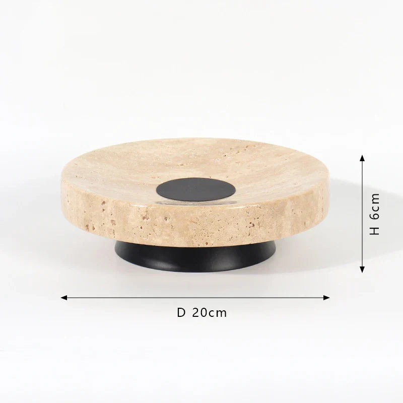 Travertine Marble Tray on Metal Base